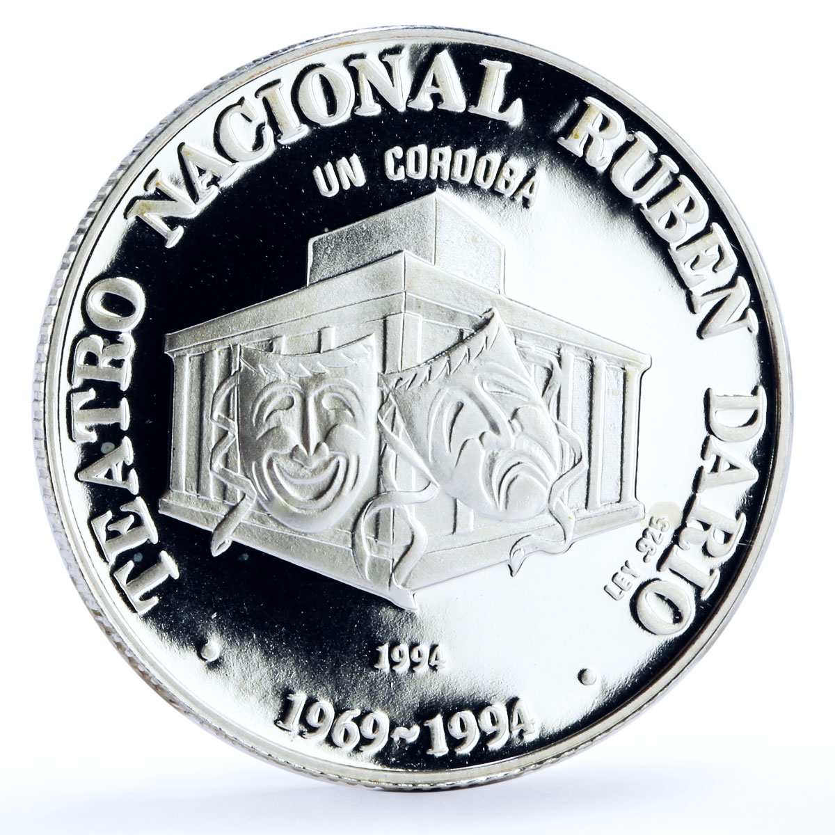 Nicaragua 1 cordoba National Ruben Dario Theater proof silver coin 1994