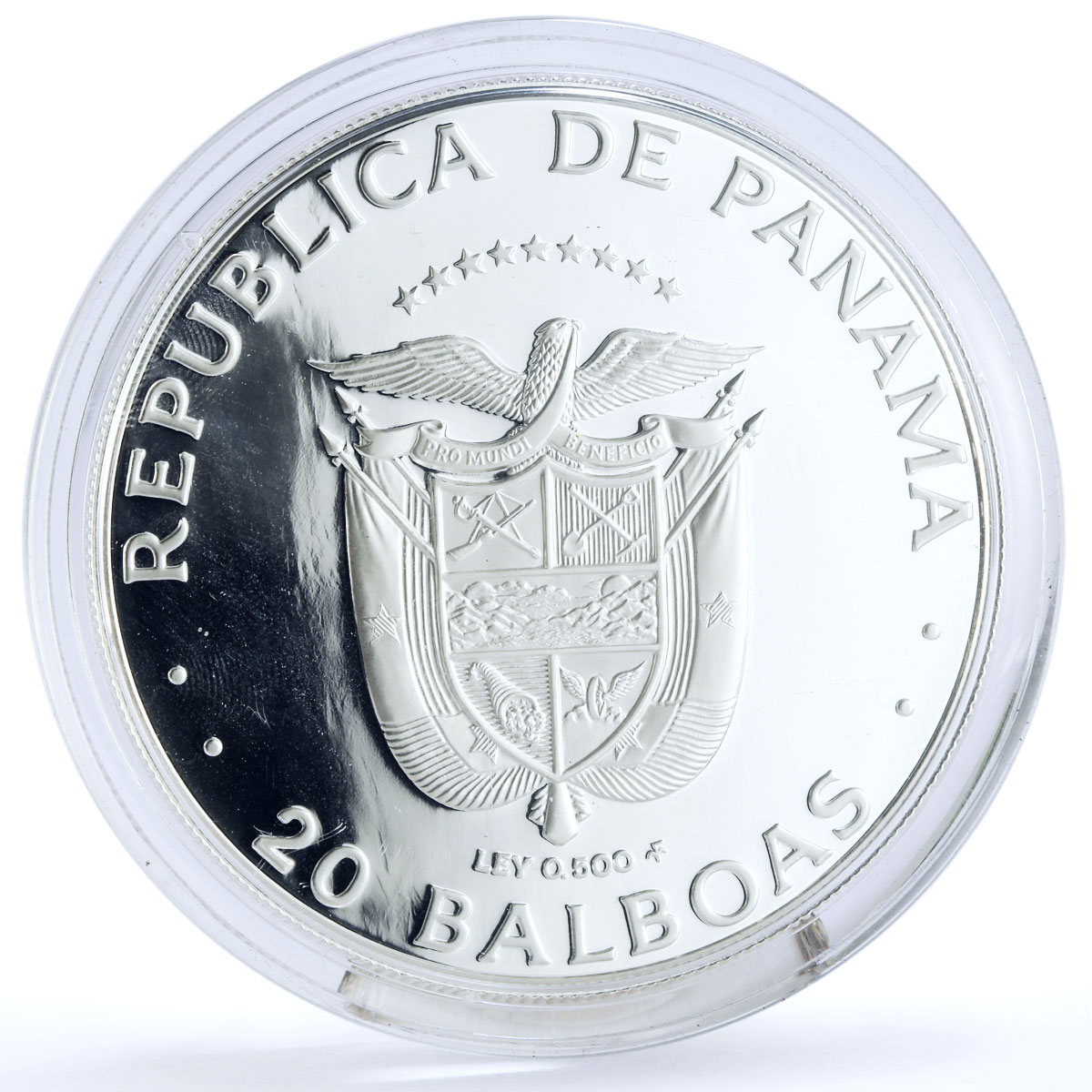 Panama 20 balboas Conquistador Vasco Nunez de Balboa proof silver coin 1984