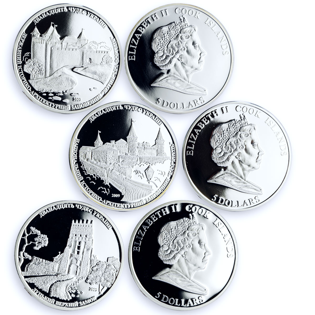 Cook Islands set of 12 coins Architectural Wonders of Ukraine silver coins 2009