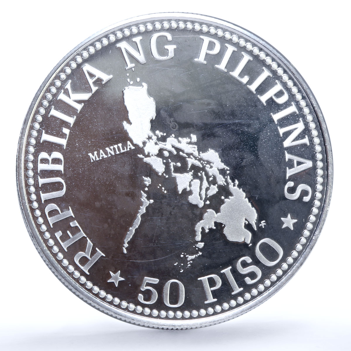 Philippines 50 piso International Meetings I.M.F. in Manila proof Ag coin 1976