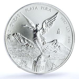 Mexico 2 onzas Libertad Angel of Independence silver coin 1997