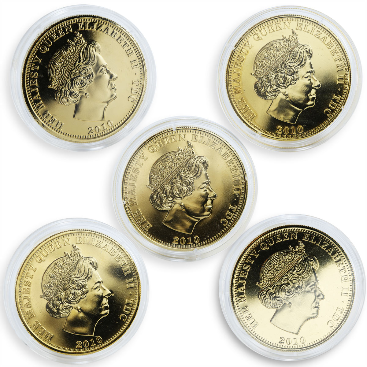 United Kingdom 1 crown 5 coins Set Great British Heroes Gilded nickel 2010