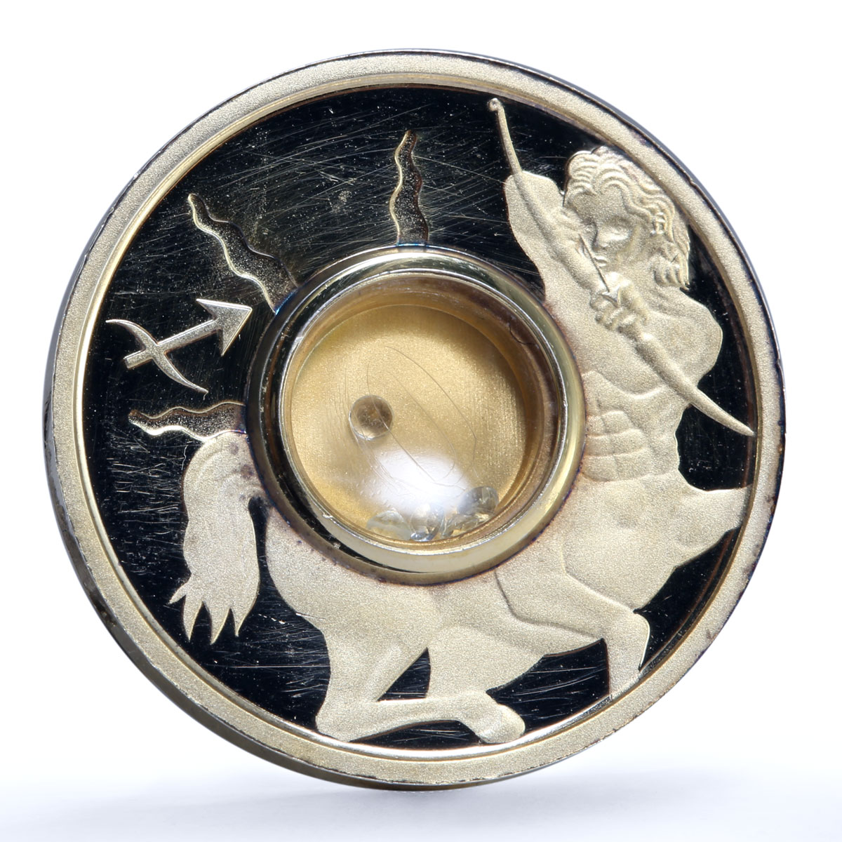 Cook Islands 1 dollar Gemstone Zodiac Signs series Sagittarius gilded coin 2003
