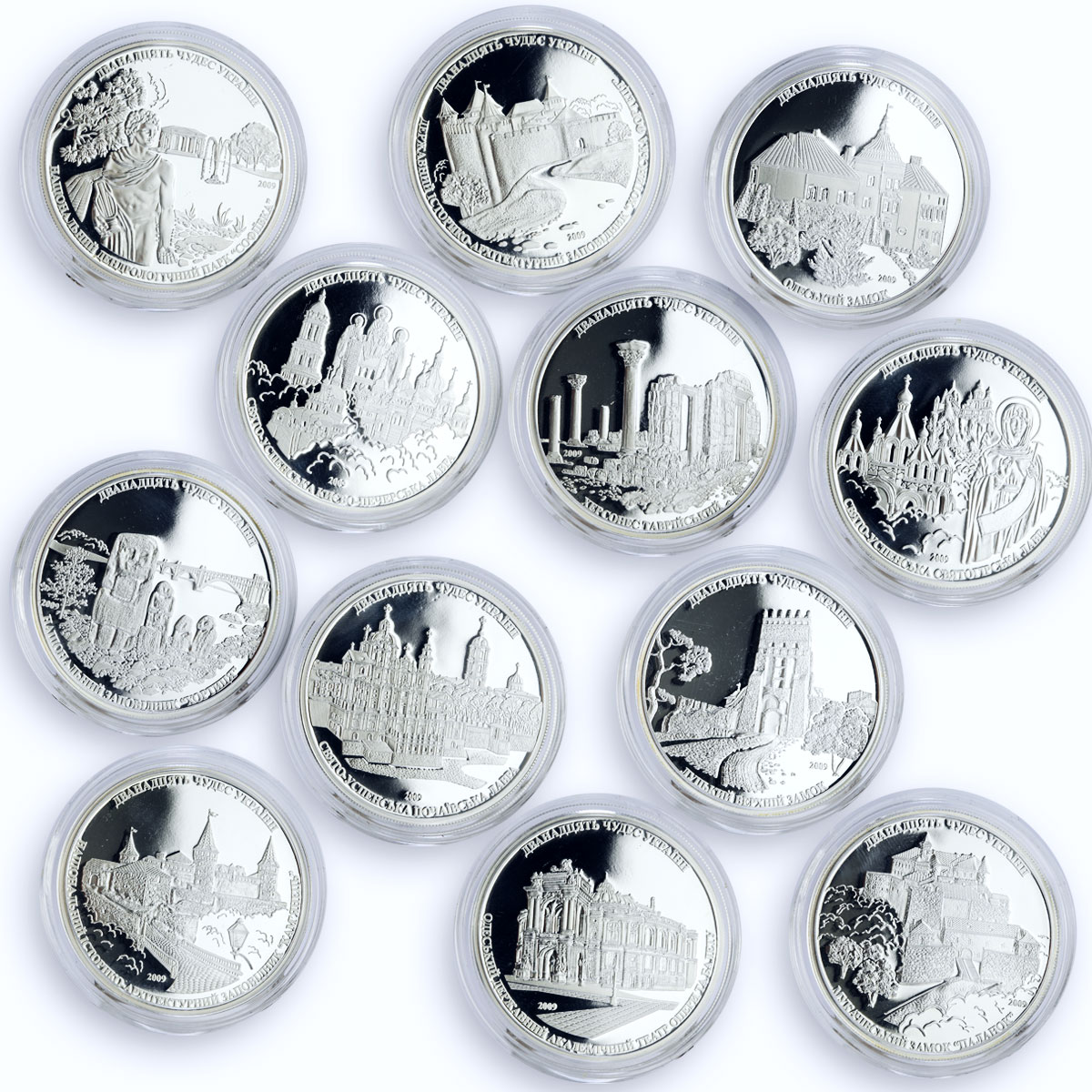 Cook Islands set of 12 coins Architectural Wonders of Ukraine silver coins 2009