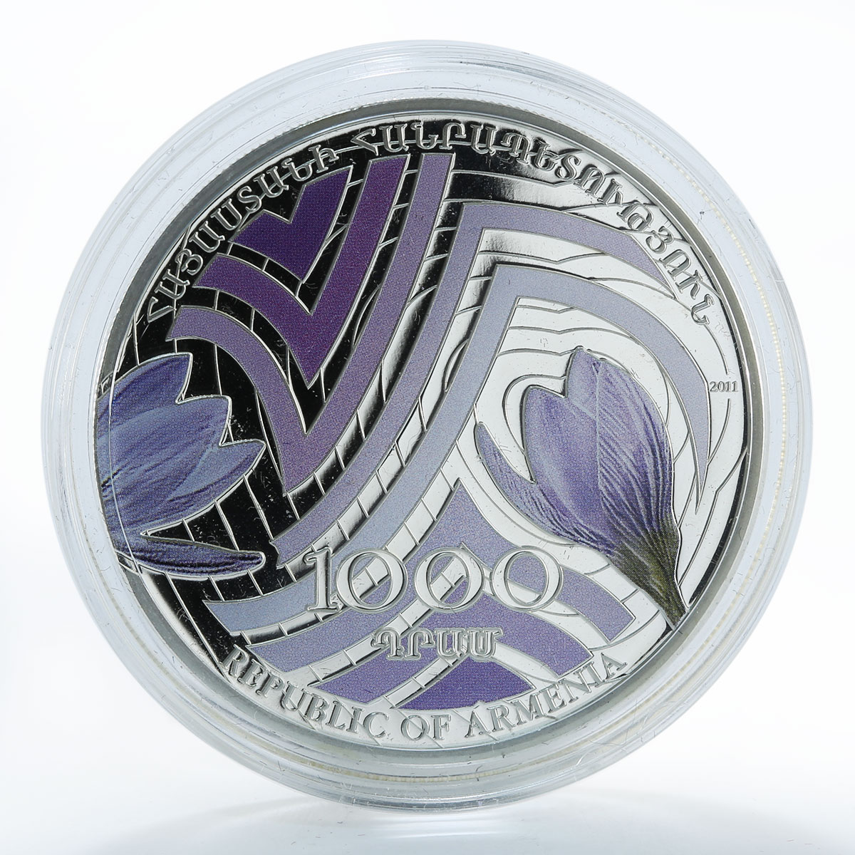 Armenia 1000 drams Crocus Saffron world of flowers proof silver coin 2011
