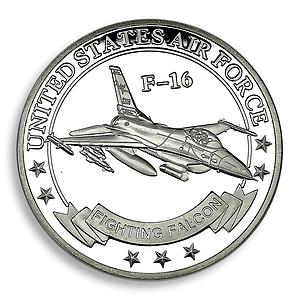 United States Airforce F-16 Falcon fighter Army coloured Medal Token Coin