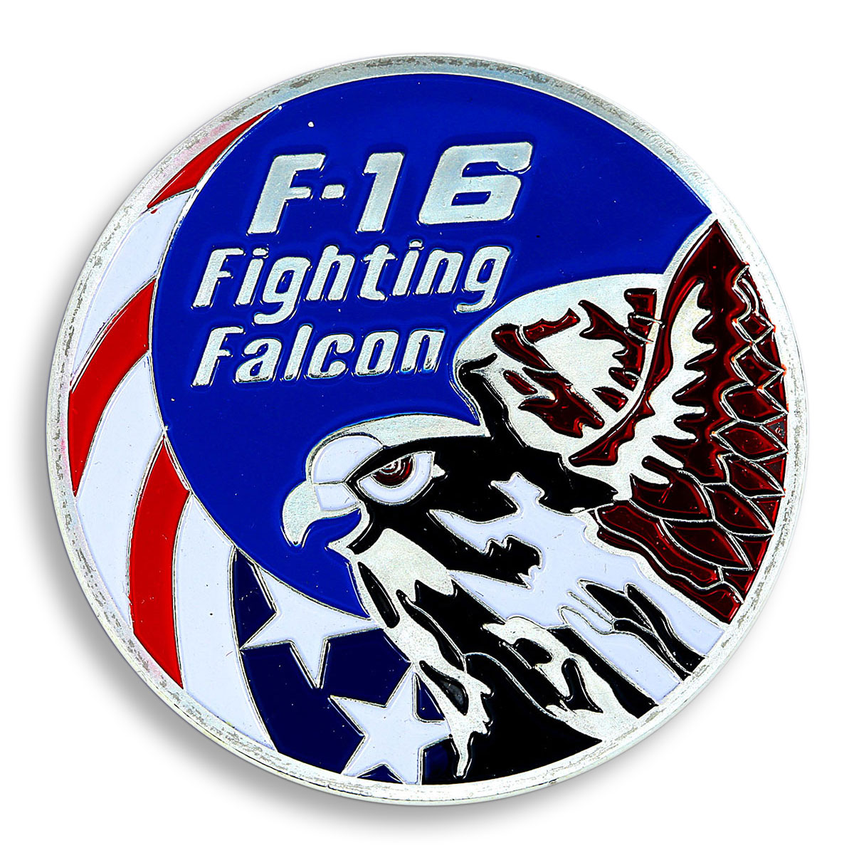 United States Airforce F-16 Falcon fighter Army coloured Medal Token Coin