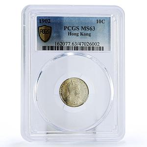 Hong Kong 10 cents State Coinage King Edward VII MS63 PCGS silver coin 1902