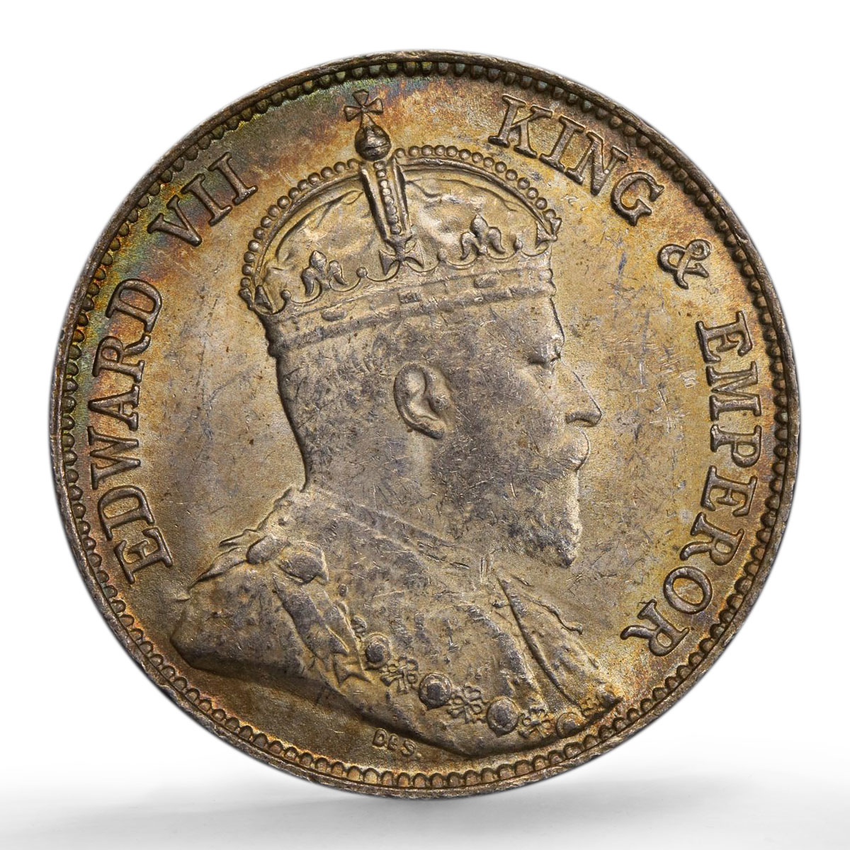 Hong Kong 10 cents State Coinage King Edward VII MS63 PCGS silver coin 1902