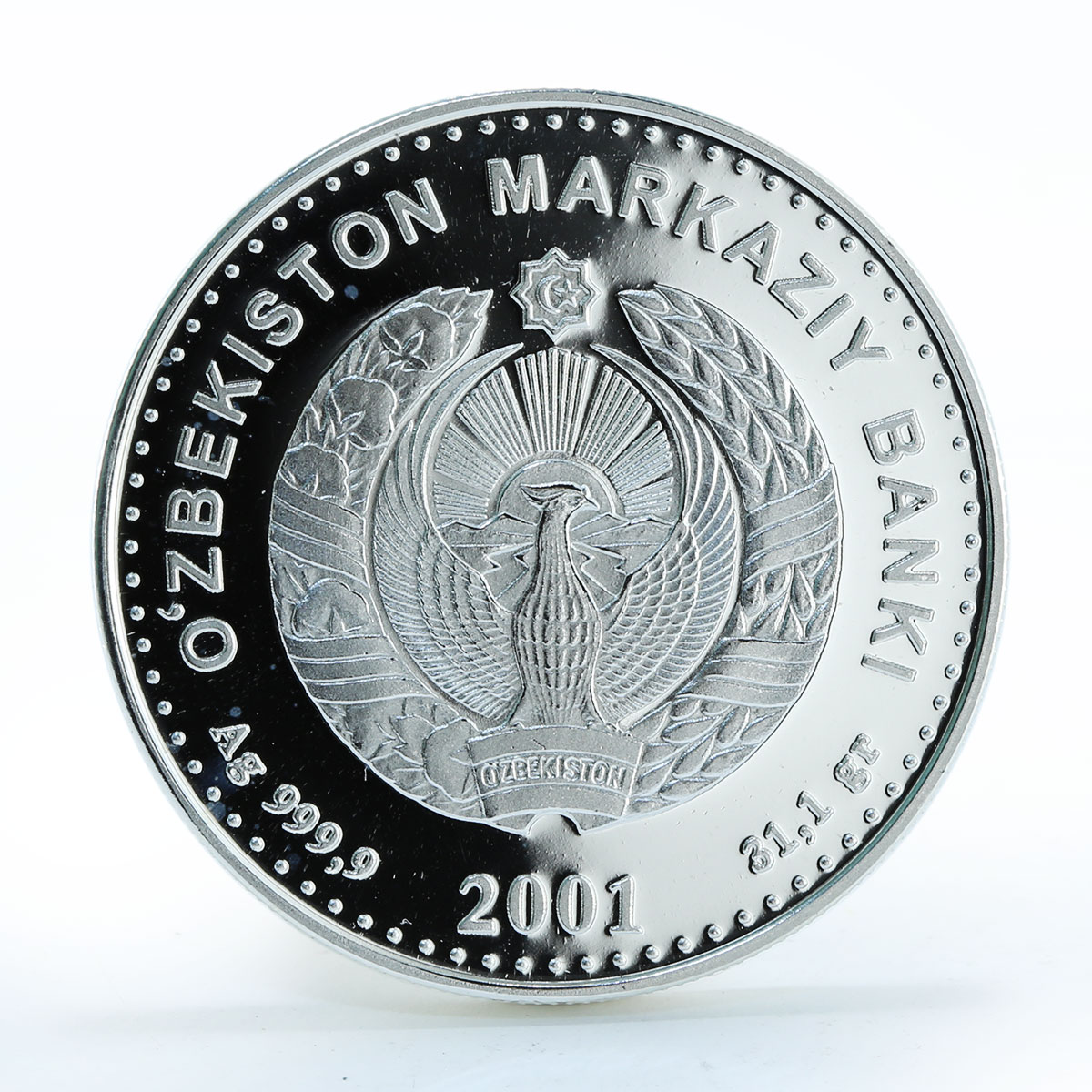 Uzbekistan 100 Som Olympic Glory silver coin 2001