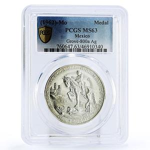 Mexico Puebla Battle General Zaragoza Horseman MS63 PCGS silver medal coin 1962
