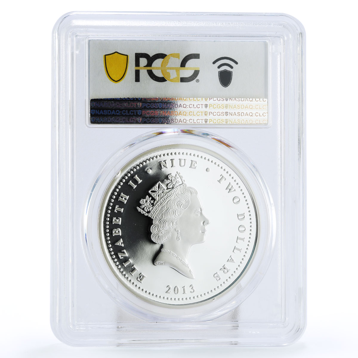 Niue 2 dollar Feng Shui Cranes Birds Fauna PR69 PCGS colored silver coin 2013
