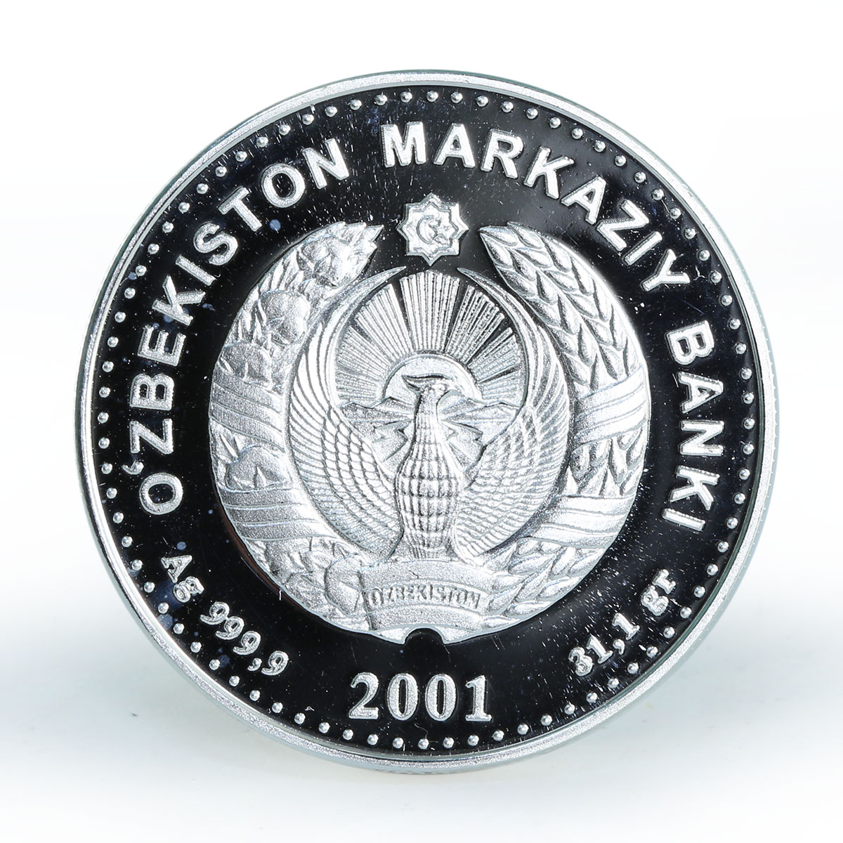 Uzbekistan 100 Som Olympic Glory silver coin 2001