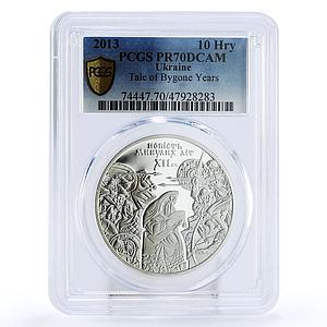 Ukraine 10 hryvnias Bygone Years Tale Poem Literature PR70 PCGS silver coin 2013