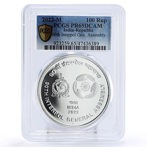 India 100 rupees 90th Interpol General Assembly PR65 PCGS silver coin 2022