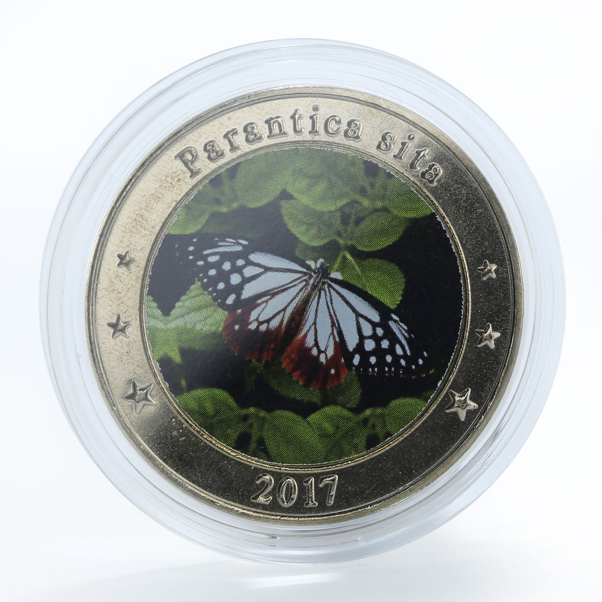 West Nusa Tenggara $1 Spotted Purple Red Lacewing butterfly set of 2 coins 2017