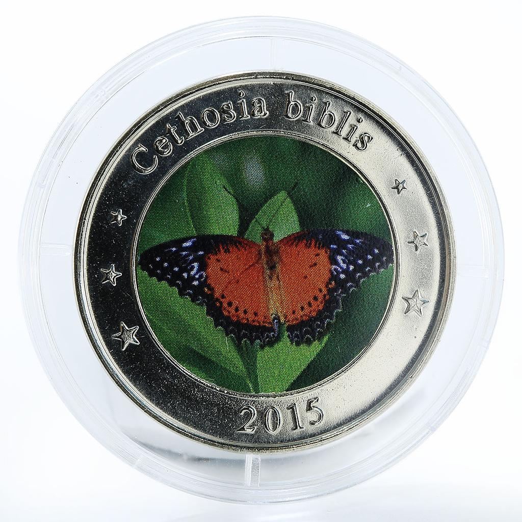 West Nusa Tenggara 1 dollar Cethosia Biblis Butterfly Fantasy CuNi coin 2015