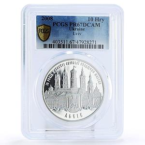 Ukraine 10 hryvnias UNESCO Heritage Lviv City Architecture PR67 PCGS coin 2008