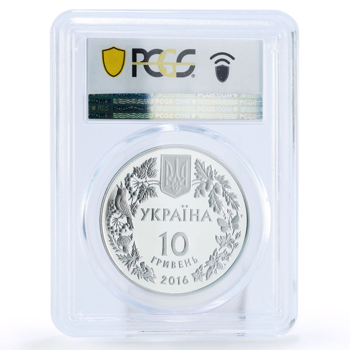 Ukraine 10 hryvnias Lady Slipper Orchid Flower Flora PR68 PCGS silver coin 2016