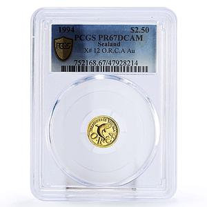 Sealand 2 1/2 dollars ORCA Whale Fauna PR67 gold coin 1994