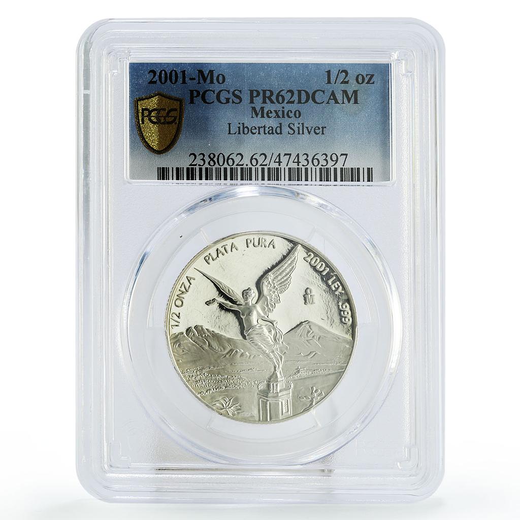 Mexico 1/2 onza Libertad Angel of Independence PR62 PCGS silver coin 2001