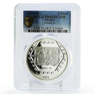 Mexico 5 pesos Dintel 26 Two Figures Wall Sculpture PR68 PCGS silver coin 1994