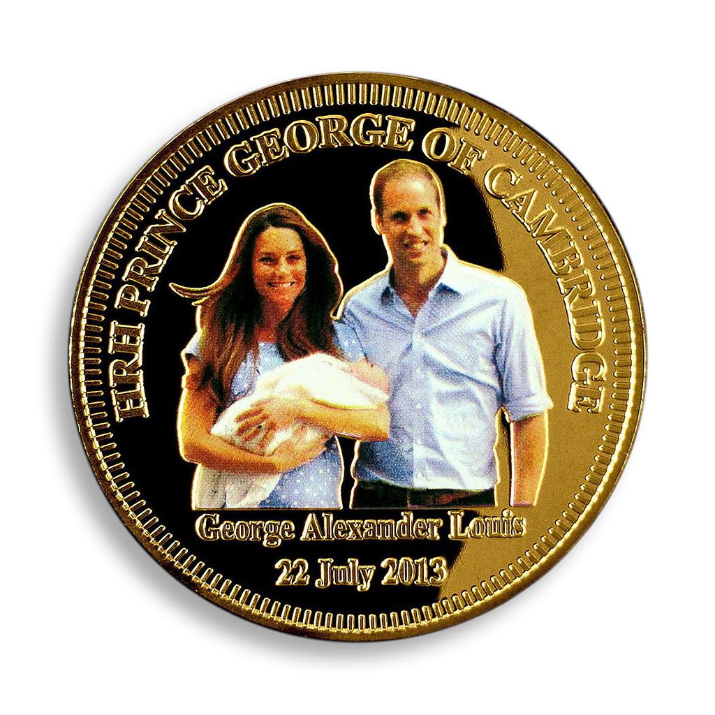 William and Catherine, Family, Gold Plated Coin, House of Windsor