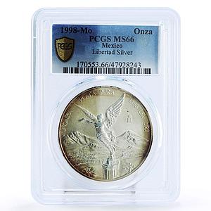 Mexico 1 onza Libertad Angel of Independence MS66 PCGS silver coin 1998