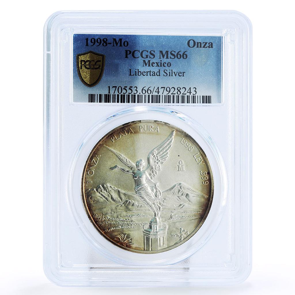 Mexico 1 onza Libertad Angel of Independence MS66 PCGS silver coin 1998