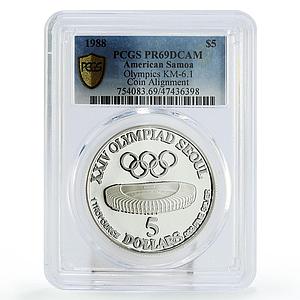 Samoa 5 dollars Seoul Olympic Games Sports Stadium PR69 PCGS silver coin 1988