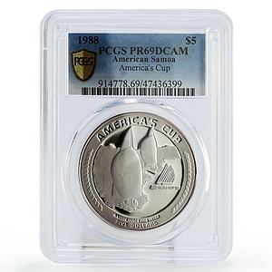 Samoa 5 dollars Americas Yachting Cup Sailboat Sports PR69 PCGS silver coin 1988