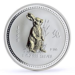 Australia 1 dollar Lunar Calendar I Year of the Rabbit gilded silver coin 1999