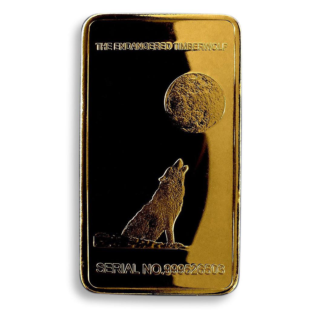 Yosemite National Park, &quot;HALF DOME&quot; , Endangered Timber Wolf, Gold Plated Bar