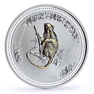 Australia 1 dollar Lunar Calendar I Year of the Monkey gilded silver coin 2004