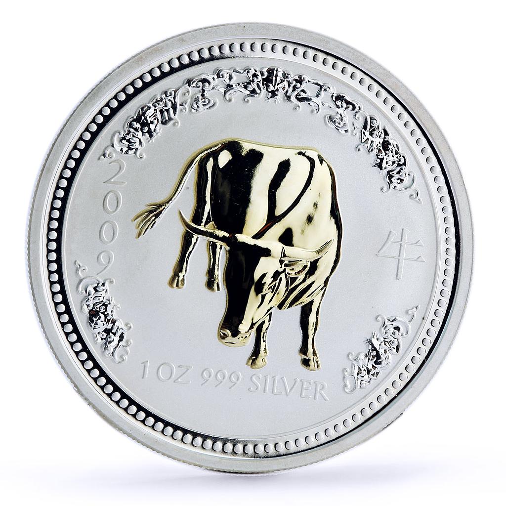 Australia 1 dollar Lunar Calendar I Year of the Ox gilded silver coin 2009