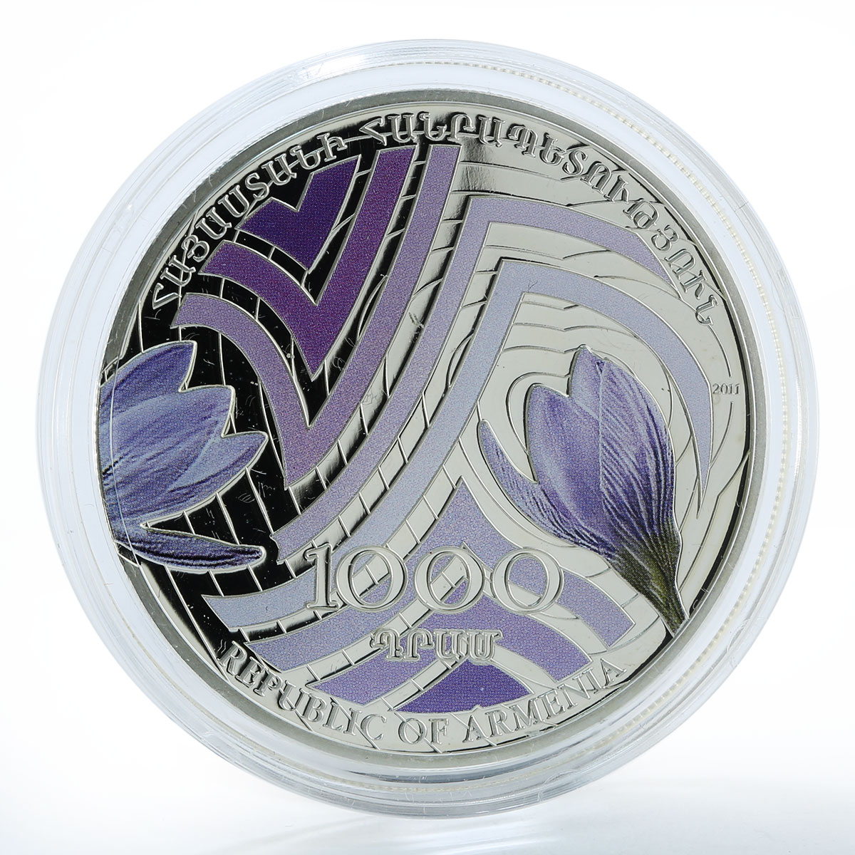 Armenia 1000 drams Crocus Saffron world of flowers proof silver coin 2011