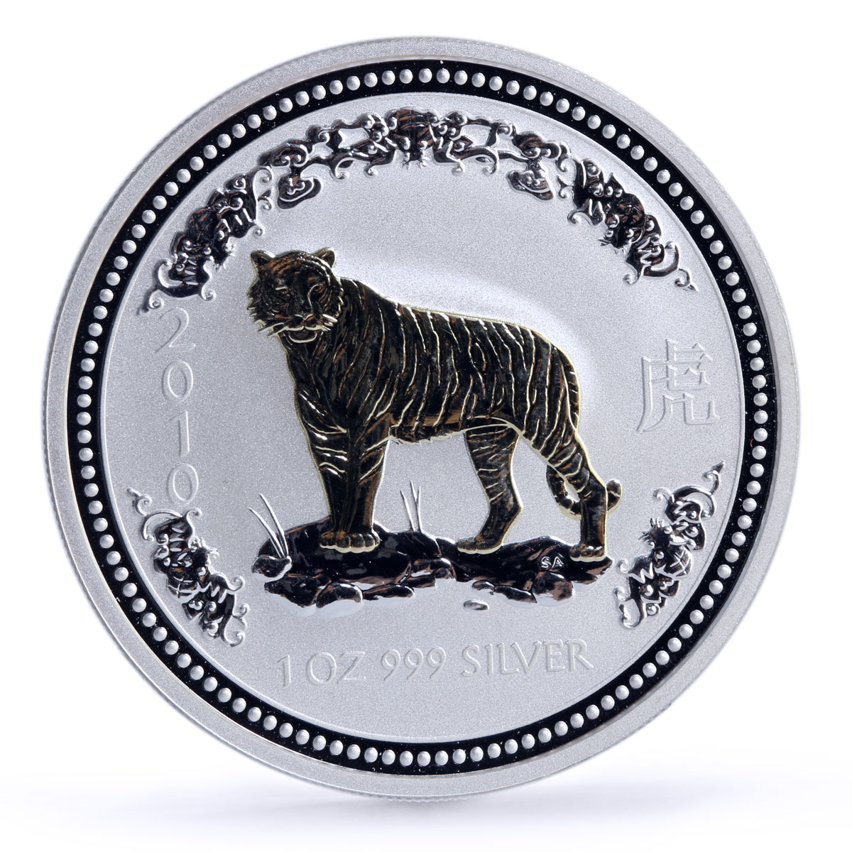 Australia 1 dollar Lunar Calendar I Year of the Tiger gilded silver coin 2010