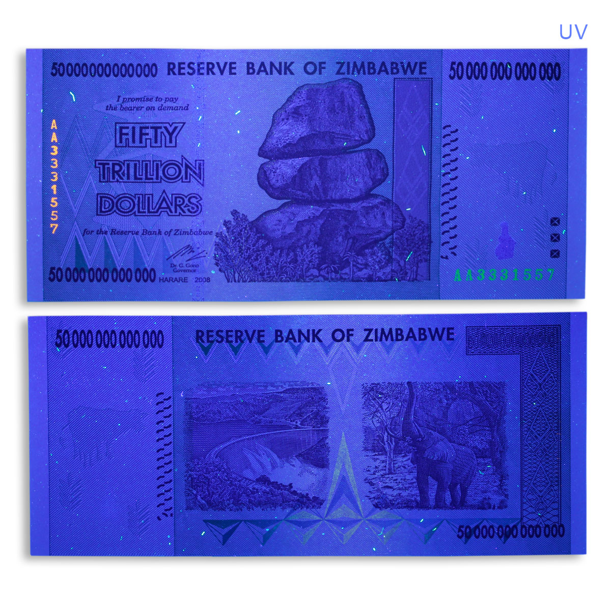 ZIMBABWE 50 TRILLION DOLLARS AA Series BANKNOTE CURRENCY UNCIRCULATED 2008