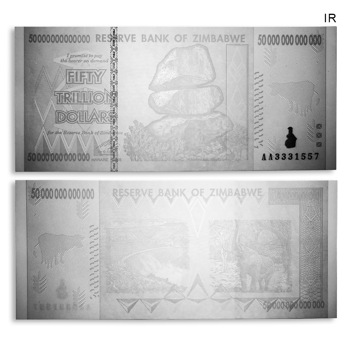 ZIMBABWE 50 TRILLION DOLLARS AA Series BANKNOTE CURRENCY UNCIRCULATED 2008