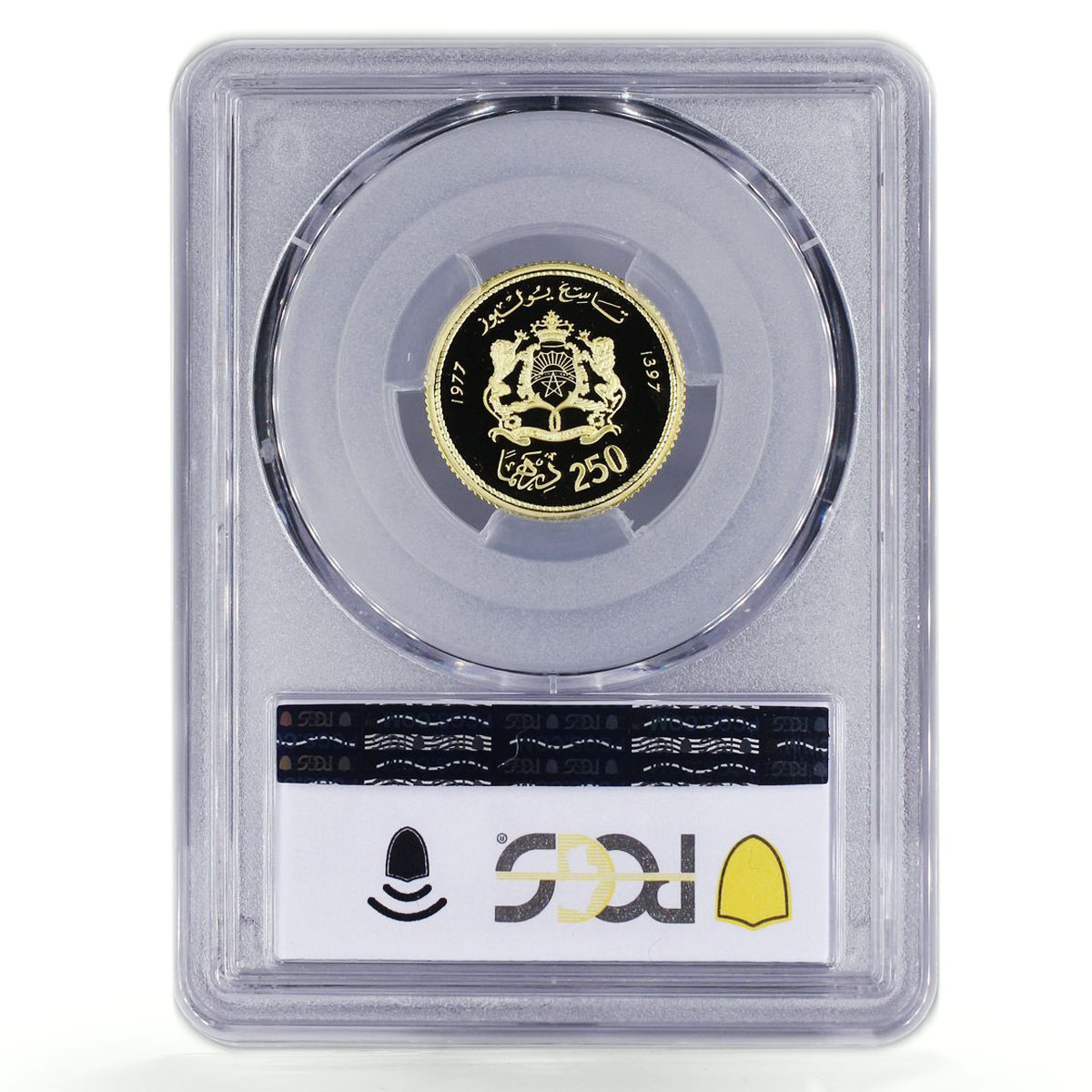 Morocco 250 dirhams King Hassan II Headfacing Politics PR70 PCGS gold coin 1977