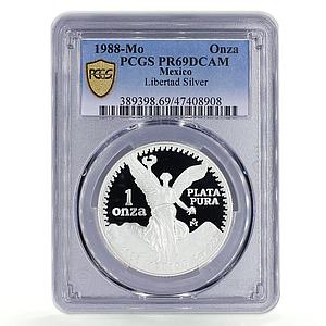 Mexico 1 onza Libertad Angel of Independence PR69 PCGS silver coin 1988