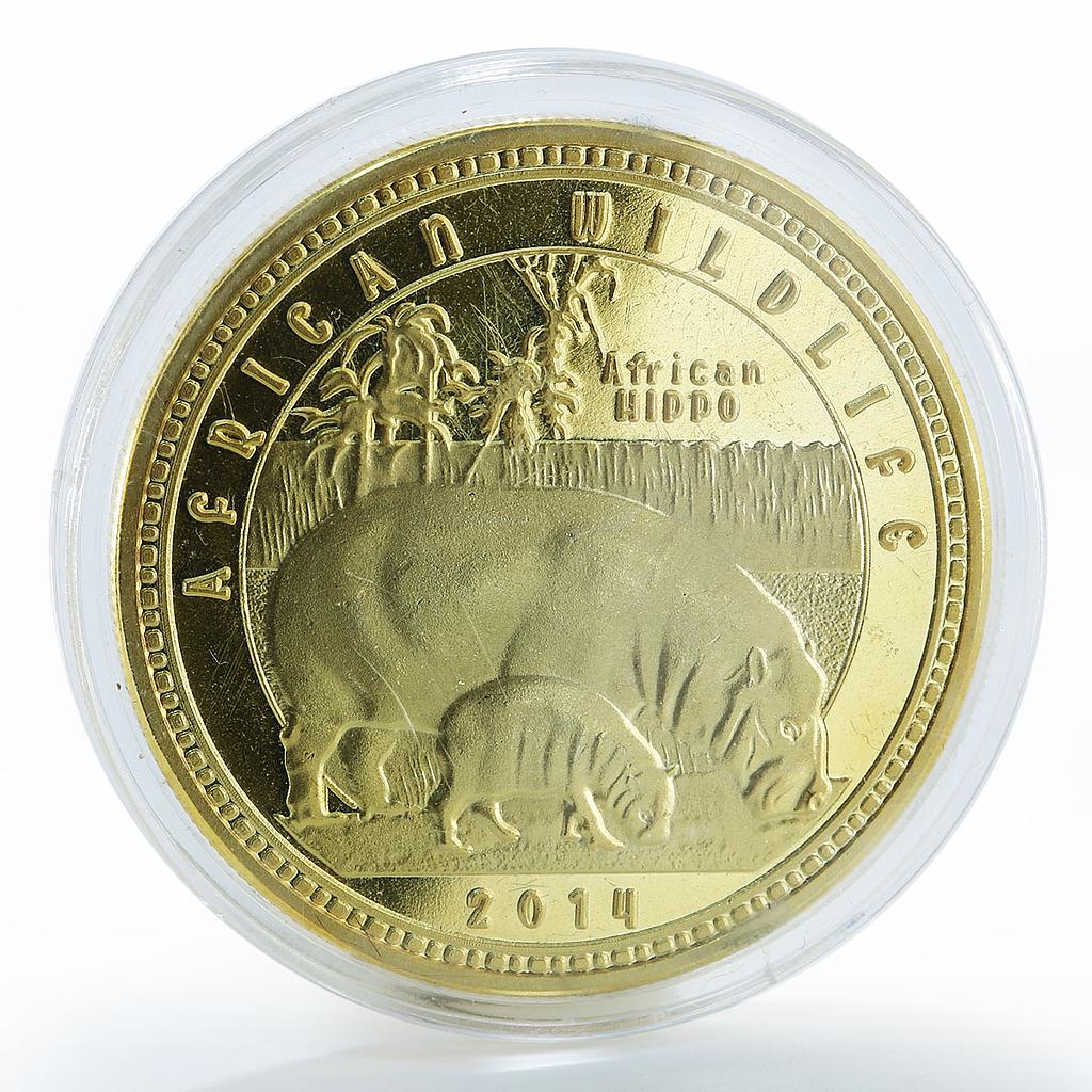 Zambia 1000 kwacha African Wildlife Hippo coin 2014