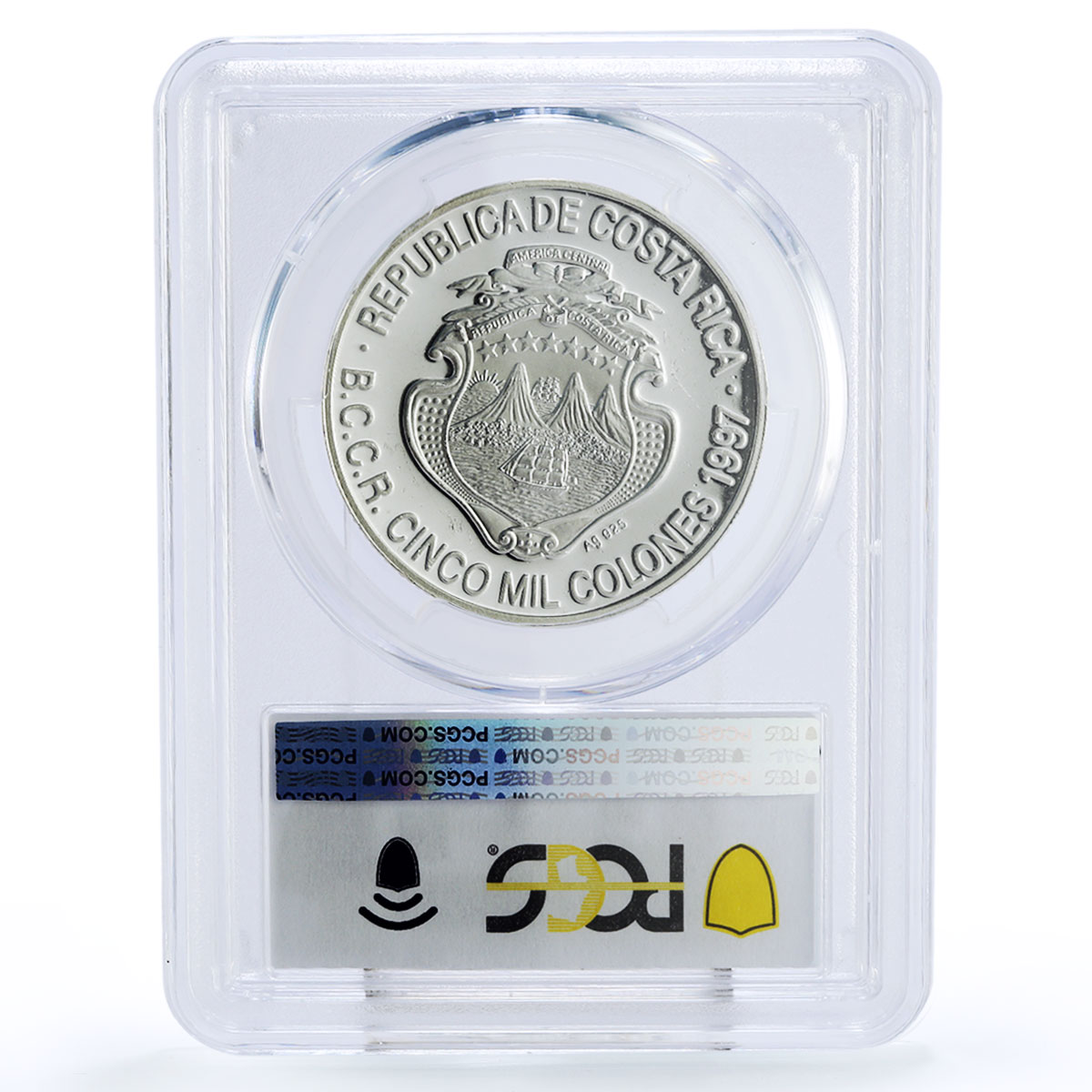 Costa Rica 5000 colones 100 Years Colone Columbus Ship PR64 PCGS Ag coin 1997