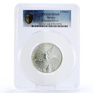 Mexico 2 onzas Libertad Angel of Independence MS68 PCGS silver coin 1996