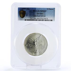 Mexico 2 onzas Libertad Angel of Independence MS69 PCGS silver coin 1997