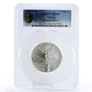 Mexico 2 onzas Libertad Angel of Independence MS68 PCGS silver coin 1998