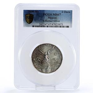 Mexico 2 onzas Libertad Angel of Independence MS67 PCGS silver coin 2000