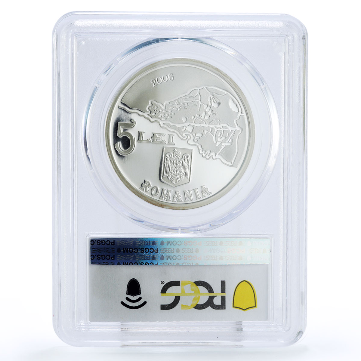 Romania 5 lei Danube European Commission Ship Lighthouse PR69 PCGS Ag coin 2006