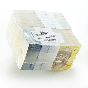 Ukraine 1 hryvna 1000 notes bundle brick 2014