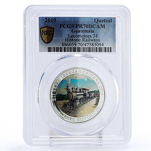 Guatemala 1 quetzal Trains Railways Locomotive 34 PR70 PCGS silver coin 2019